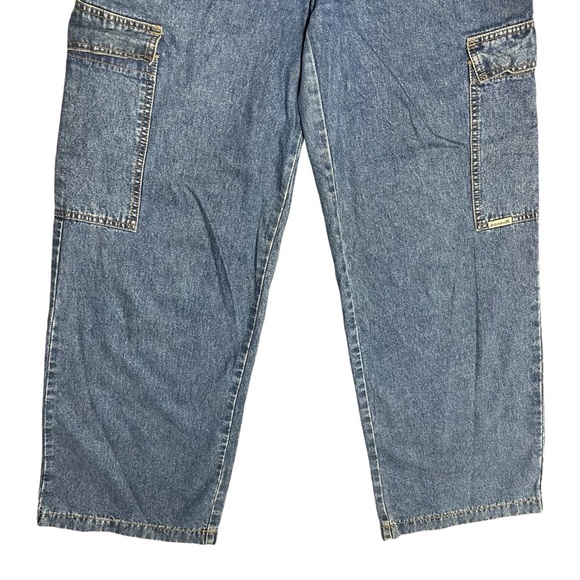 VTG Y2K Zana Di Women’s 5 Button Fly High Rise Wide Leg Cargo Jean Flap Pockets - Picture 3 of 12